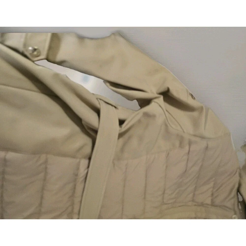 MICHAEL Kors Beige Quilted Hooded Puffer Jacket, Belted  Gold HardwarE NWT XL